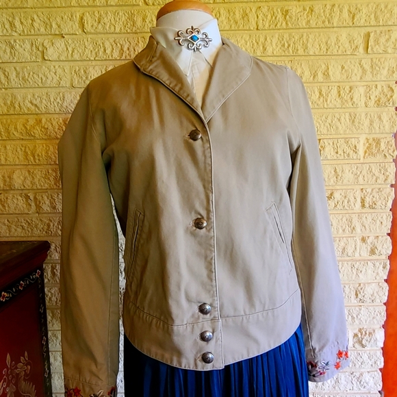 Ralph Lauren Khaki Embroidered Jean Jacket Medium